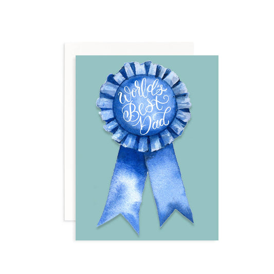 World's Best Dad Blue Ribbon Greeting Card